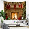 Tapeçarias Tapeçaria de Natal Papai Noel Pendurado Lareira Decoração de Casa Presépio Decoração de Quarto Boneco de Neve Árvore de Natal Tapeçaria de Parede T240309