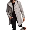 Men'S Wool & Blends Mens Long Cotton Coat Wool Blends Jacket Formal Casual Business Overall Men Trench Drop Delivery Apparel Men'S Clo Dhv3Y