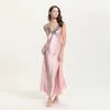 Womens Nightdress Lace Satin Nightgowns Sexig underkläder Long Chemise Sleepwear 240227