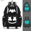 Marshmello Luminous USB Laptop plecaki American Mystery DJ Student School Bag dla nastolatków mężczyzn kobiety Dziewczyny chłopcy torby książki New272N