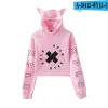 Polos Sam و Colby Xplr Merch Crop Top Hoodie for Teenage Girls streetwear Hip Hop Kawaii Cat Ear Harajuku croped sweatshirt