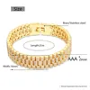 Hip Hop CZ Stone Paved Bling Iced Out Watch Band Link Chain Bracelets Bangle for Men Rapper Jewelry Drop Gold267a