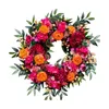 Fleurs décoratives Couronne de printemps Fleur Floral Faux Halloween Décoration Fête des Mères Cadeau Mur Artificiel Belle Porte D'entrée Faite À La Main