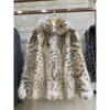 2023 New Lynx Hair High End Luxury Hat Fashion Celebrity Women's Bobcat Fur Coat 263492
