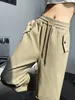 Kvinnor Pants Red Cargo 2024 Sping Baggy Wide Leg Byxor med fickan Quick-Torking Sweatpants Sports for Women Joggers