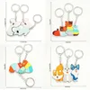 Porte-clés 3 pièces pendentif animal délicat ensemble familial puzzle porte-clés