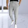 Pantalon pour hommes, taille élastique, avec poches à cordon de serrage, pour les déplacements professionnels, coupe cintrée, tissu doux et respirant, cheville