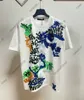 24SS Europe Mens T Shirts Designer Tee Summer Embroidery Color Flower Print Tshirt Män kvinnor Kort ärm T Shirt Street Casual Oversize Cotton Tshirts