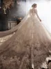 nuovi abiti da sposa taglie forti Abiti da sposa perline maniche lunghe pizzo arabo di lusso applicato tulle corte strascico abito da sposa da giardino vestido de novia abiti da sposa