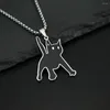 Collane con ciondolo Collana con gatto spaventato in acciaio al titanio per donna Uomo Corea Moda Kpop Catena maglione nero Coppia gioielli Regalo per feste