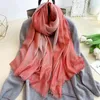 Men's Vests 2024 Simple Spring And Autumn Gradient Scarf For Women Fashionable Warm Long Gauze Gold Silver Tassel