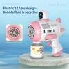 Gun Toys Bubble Machine Rocket Helautomatiska 12 hål Form Spaceman Blower With Light Bubble Gun Boys Girls Toys Childrens Day Gift T240314