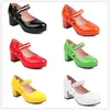 Dress Shoes PXELENA JK Princess Lolita 6 Candy Color Patent Leather String Beads Women Cosplay Uniform Costume Kawaii Mary Janes Pumps