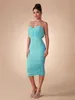 Casual Jurken Gedrapeerde Elegante Feestjurk Vrouwen Midi Bodycon Groen Strapless Sexy Avond Verjaardag Club Outfits Zomer 2024