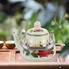 Conjuntos de louças Esmalte Chaleira de Chá Vintage Bule Chinês Pote Fogão Top Water Stovetop 1L Pequeno Floral