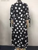 Urban Sexy Dresses CM.YAYA Autumn Dot Print Button Up Plus Size XL-5XL Women Blousers Maxi Dress Vestidos Streetwear Long Dresses Vestidos L240309