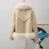 2023 Haining nouveau automne/hiver Style court léger luxe célébrité col de renard en cuir intégré en peau de mouton manteau de fourrure pour les femmes 686498