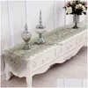 Table Runner Flag Flower Embroidered Green Top Elegant Europe Lace Pastoral Print Home Decoration Runners Placemats Hm384 211117 Dro Dhkxl