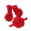 Accessori per capelli Born Baby Calzini in cotone floreale in pizzo carino con fascia per capelli a fiori Puntelli per foto Set Fascia elastica per bambina antiscivolo