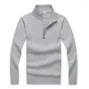 Men's Sweaters Cotton Sweater Clothing Autumn Winter Pullover Casual Mock Neck Half Zip Fit Top 8504