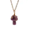Pingente colares pedra natural cristal forma de cogumelo moda cura colar pedras preciosas pulseira diy jóias reiki 20mm design acce v0j2