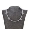 Collana da tennis con accessorio a forma di farfalla ghiacciata con zirconi cubici in oro 18 carati personalizzato in argento sterling 925