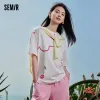 T-shirt Semir Short Sleeve Tshirt Women Mid Length 2023 Summer New Oversize Irregular Flower Dress Tshirt Sense