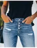 Женские джинсы 2022 Новые женские джинсы со средней талией Модные высокоэластичные ультратонкие джинсовые брюки-карандаш Уличные повседневные мужские S-2XL Straight Boat J240306
