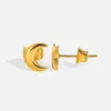Stud Earrings Stainless Steel Gold Color Small Crescent Moon For Girl Women Daily Wearing Jewelry Cute Phase