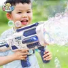 Gun Toys Bubble Gun Rocket Soap Bubble Machine N-Hole Electric Space Launcher Childrens Day Gift Continues To Produce Bubbles with Light T240309