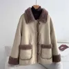 Young True Wool Sheep Fleece för kvinnors 2023 Vinter Ny motorcykelläder Lamb Fur Grass Integrated Coat 807323