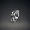 Anéis de cluster na moda linhas padrão masculino anel ajustável chegada homens 925 tamanho de abertura de prata presente legal para namorado