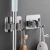 Hooks 304 Stainless Steel Mop Holder Adhesive Multi-Purpose Broom Rack Wall Mounted Brush Hook Kitchen Storage Bathroom Accessories