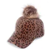 Ball Caps Leopard Einstellbare Herbst Winter Baseball Kappe Warm Halten Koreanische Version Erwachsene Pompon Hut Erreichte