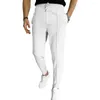 Męskie spodnie Solidny kolor Summer Slim Fit z elastycznymi kieszeniami talii miękka oddychająca kostka do biznesu