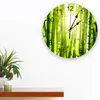 Wandklokken Bamboe Bos Zonlicht Groene Planten Woonkamer Klok Ronde Decor Thuis Slaapkamer Keuken Decoratie