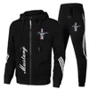 Trainingspakken voor heren Sportkleding Ford Mustang Autologo bedrukt sweatshirt met capuchon Broeken Casual fit Hardlopen Fitness 2PK