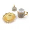 Tazze di piattini set di 6 autentici caffè turchi e coperchi con decorazioni per la casa fatte a mano araba Expresso270D