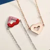 Heart necklaces designer jewlery women Choker Pendant Chain with Diamond 18K Gold Plated Love necklaces Wedding Jewelry Accessories