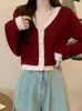 Malhas femininas primavera outono elegante cardigan para mulher listrado vermelho bonito camisola y2k 90s roupas vintage estilo coreano jaqueta de malha