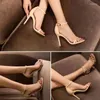 Women Sandals 2024 Summer Fashion Stiletto High Heels Open Ene Ladies Hollow Solid Shoes for Zapatos