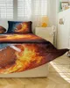 Sängkjol Rugby Fotbollsvatten Fire Elastic Fitted Bed Stead med Pillow Cases Protector Madrass Cover Bedding Set Sheet