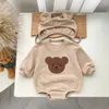 Vêtements d'automne et d'hiver pour bébés filles, vêtements chauds d'escalade avec ours de dessin animé, avec chapeau, 8113, 240305