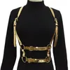 Punk Harajuku ORing Garters color Leather Body Bondage Cage Sculpting Harness Waist Belt Straps Suspenders gold silver 240309