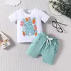 Clothing Sets Easter Baby Boy Outfit Letter Carrot Print T-Shirt Top Elastic Waist Shorts Set Infant Summer Clothes