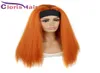 Orange Color Kinky Straight Synthetic Headband Wig For Black Women Heat Resistant Fiber Full Coarse Yaki Gluless Wigs With Hair Sc3118639