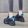 Fujin äkta läder kvinnliga sneakers chunky skor pappa 8cm plattform kil sneakers dolda häl casual skor våren hösten sommar 240228