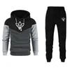 Primavera outono moda masculina agasalho retalhos cor hoodie roupas conjunto de corrida esportiva jogger masculino 2 peça 240228