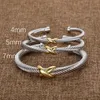 trendiger Designer-Schmuck, verdrehtes X-Armband, Goldanhänger, Sterlingsilber, geflochtener Kreuz-Armreif, funkelnder Diamant-Zirkon, Geburtstagsgeschenk für Frau und Mann