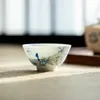 Tea Cups Hand Painted Bird Teacup Ceramic Bamboo Chinese Cup Set Teaware Bowl For Ceremony White Flower Coffee Mugs